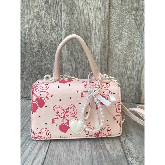 Betsey Johnson Pink Heart Bow Mini Satchel and Wallet Set - Picture 5 of 7